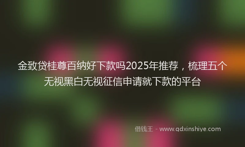 金致贷桂尊百纳好下款吗2025年推荐，梳理五个无视黑白无视征信申请就下款的平台