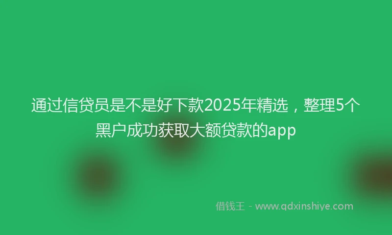 通过信贷员是不是好下款2025年精选，整理5个黑户成功获取大额贷款的app