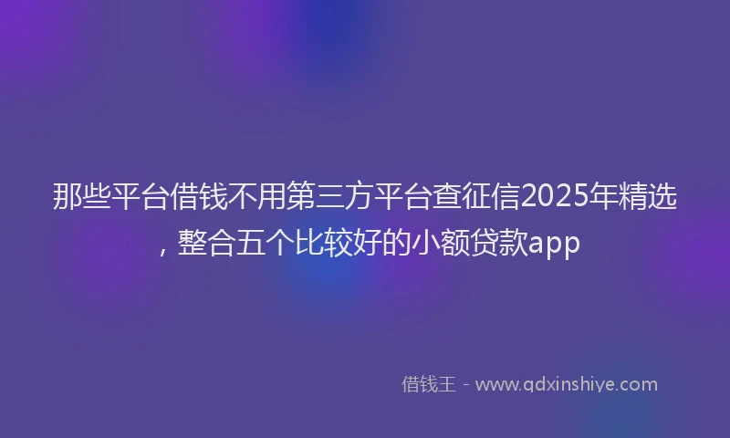 那些平台借钱不用第三方平台查征信2025年精选，整合五个比较好的小额贷款app