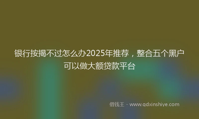 银行按揭不过怎么办2025年推荐，整合五个黑户可以做大额贷款平台