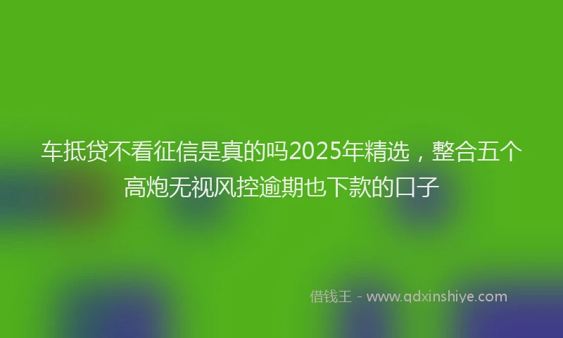 车抵贷不看征信是真的吗2025年精选，整合五个高炮无视风控逾期也下款的口子