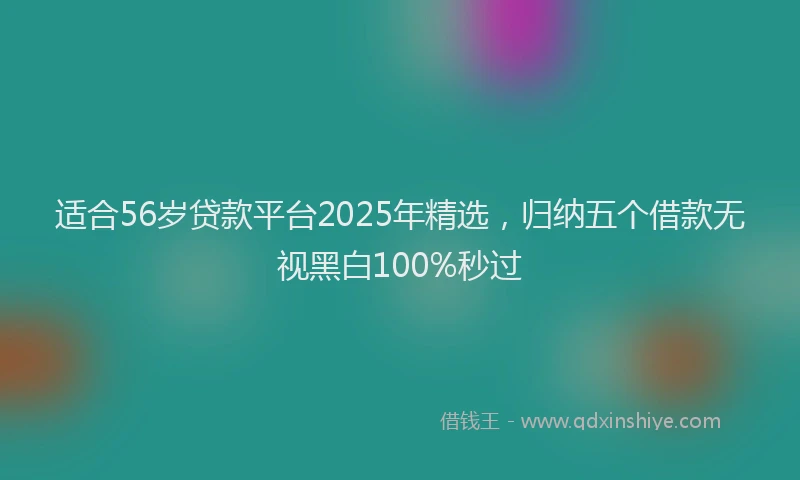 适合56岁贷款平台2025年精选，归纳五个借款无视黑白100%秒过