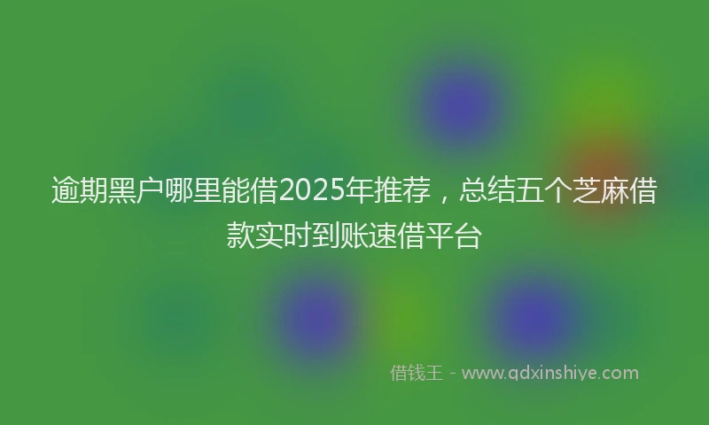 逾期黑户哪里能借2025年推荐，总结五个芝麻借款实时到账速借平台