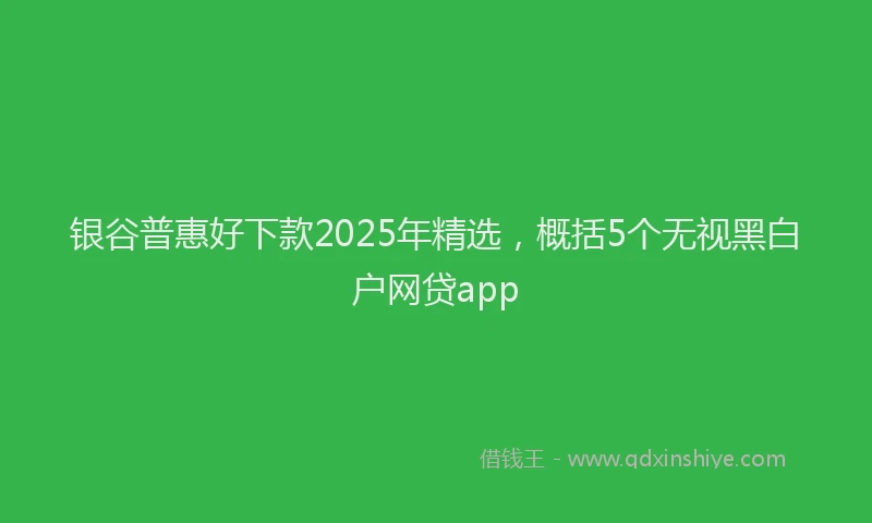 银谷普惠好下款2025年精选，概括5个无视黑白户网贷app
