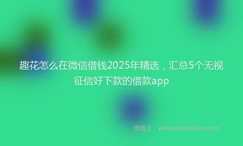 趣花怎么在微信借钱2025年精选，汇总5个无视征信好下款的借款app