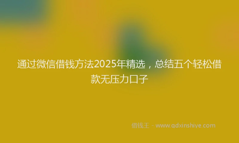 通过微信借钱方法2025年精选，总结五个轻松借款无压力口子