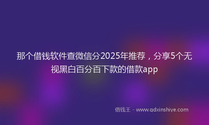 那个借钱软件查微信分2025年推荐，分享5个无视黑白百分百下款的借款app