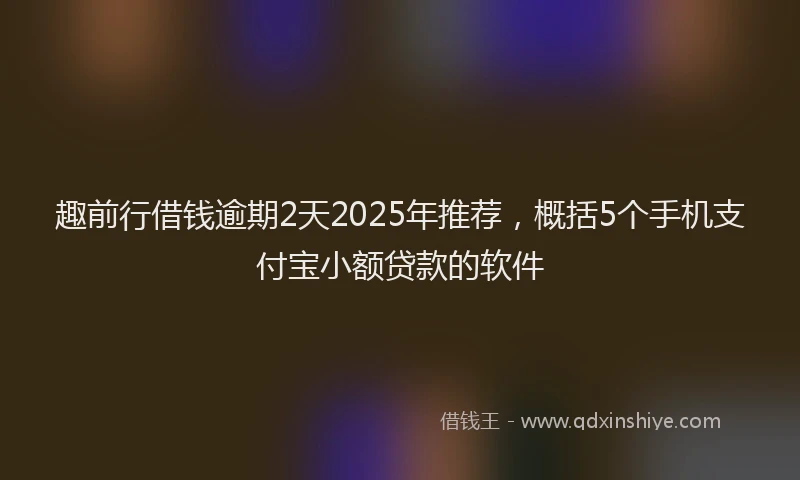 趣前行借钱逾期2天2025年推荐，概括5个手机支付宝小额贷款的软件