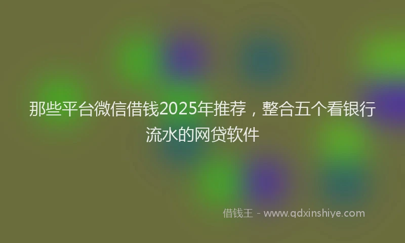 那些平台微信借钱2025年推荐，整合五个看银行流水的网贷软件