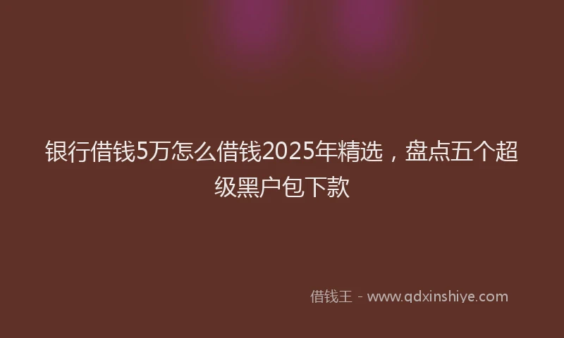 银行借钱5万怎么借钱2025年精选，盘点五个超级黑户包下款