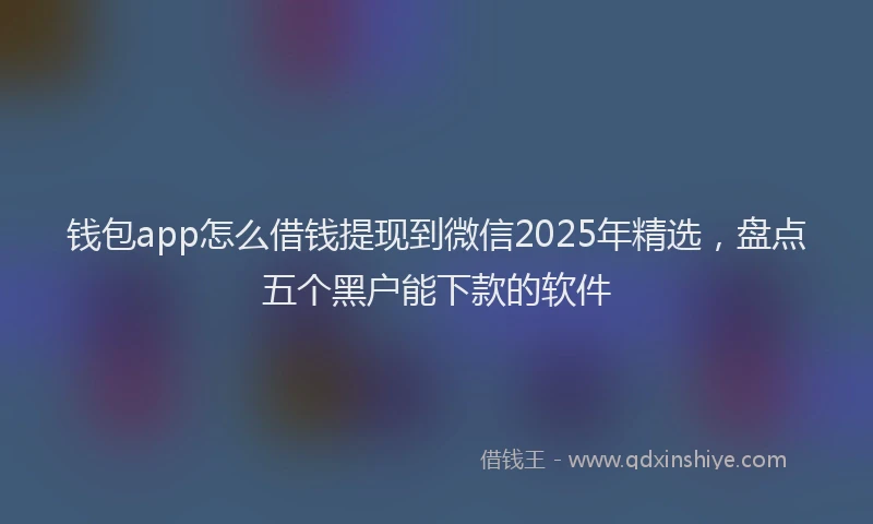 钱包app怎么借钱提现到微信2025年精选，盘点五个黑户能下款的软件