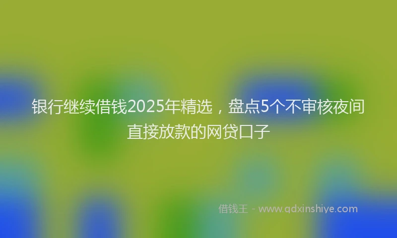 银行继续借钱2025年精选，盘点5个不审核夜间直接放款的网贷口子