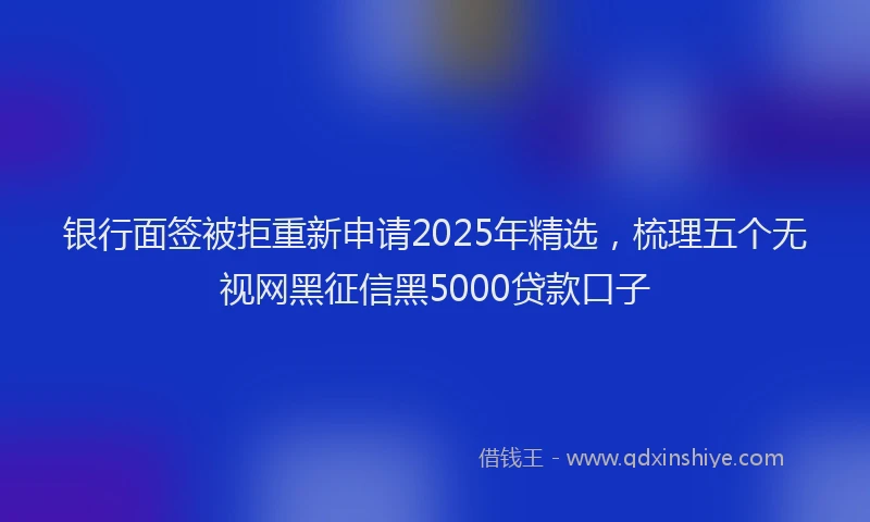 银行面签被拒重新申请2025年精选，梳理五个无视网黑征信黑5000贷款口子