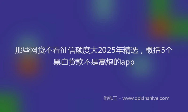 那些网贷不看征信额度大2025年精选，概括5个黑白贷款不是高炮的app