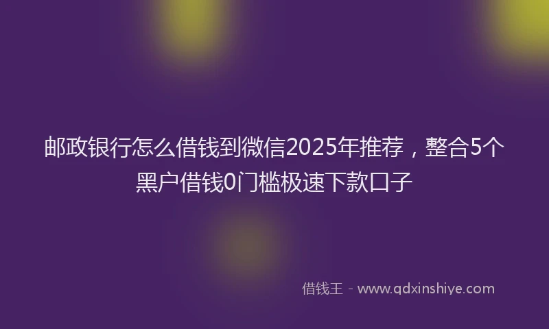 邮政银行怎么借钱到微信2025年推荐，整合5个黑户借钱0门槛极速下款口子
