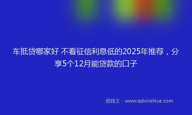 车抵贷哪家好 不看征信利息低的2025年推荐，分享5个12月能贷款的口子