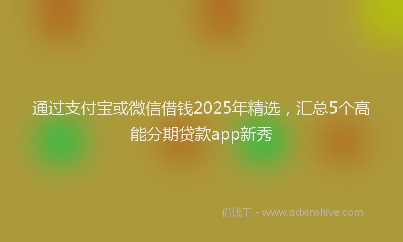 通过支付宝或微信借钱2025年精选，汇总5个高能分期贷款app新秀