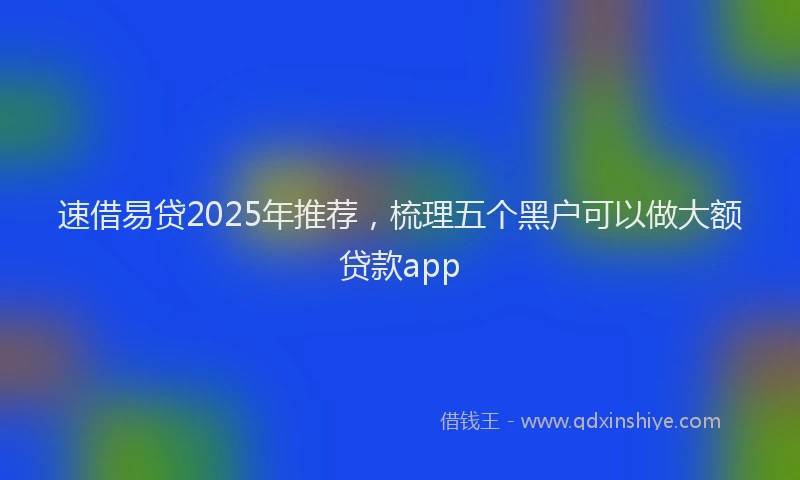 速借易贷2025年推荐，梳理五个黑户可以做大额贷款app