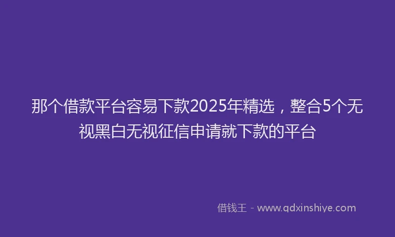 那个借款平台容易下款2025年精选，整合5个无视黑白无视征信申请就下款的平台