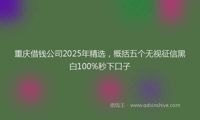 重庆借钱公司2025年精选，概括五个无视征信黑白100%秒下口子