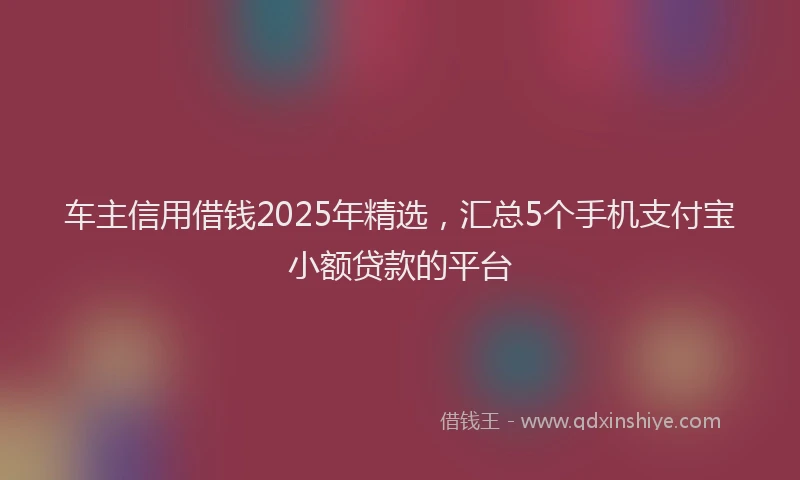 车主信用借钱2025年精选，汇总5个手机支付宝小额贷款的平台
