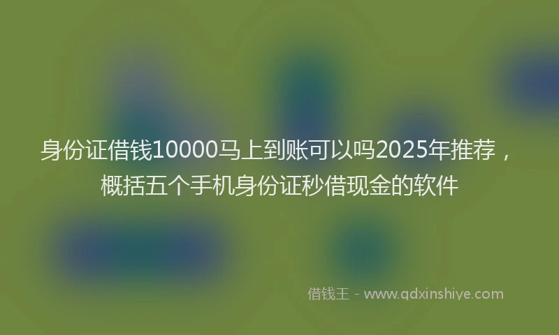 身份证借钱10000马上到账可以吗2025年推荐，概括五个手机身份证秒借现金的软件