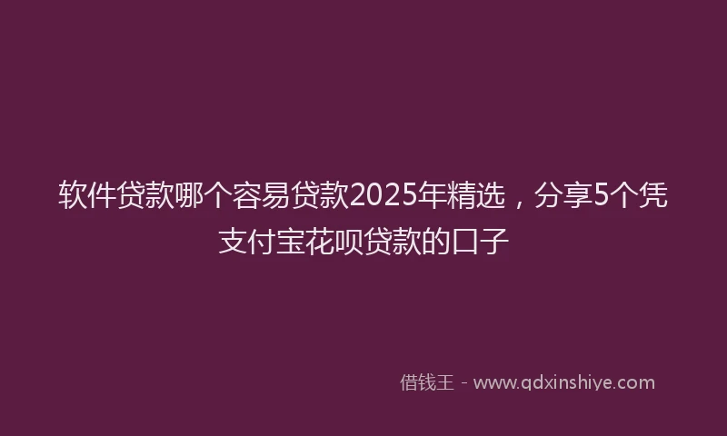 软件贷款哪个容易贷款2025年精选，分享5个凭支付宝花呗贷款的口子