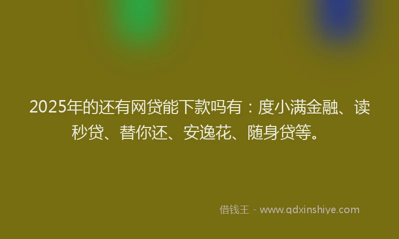 2025年的还有网贷能下款吗有：度小满金融、读秒贷、替你还、安逸花、随身贷等。