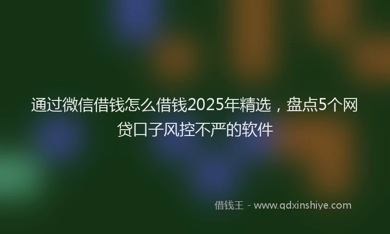 通过微信借钱怎么借钱2025年精选，盘点5个网贷口子风控不严的软件