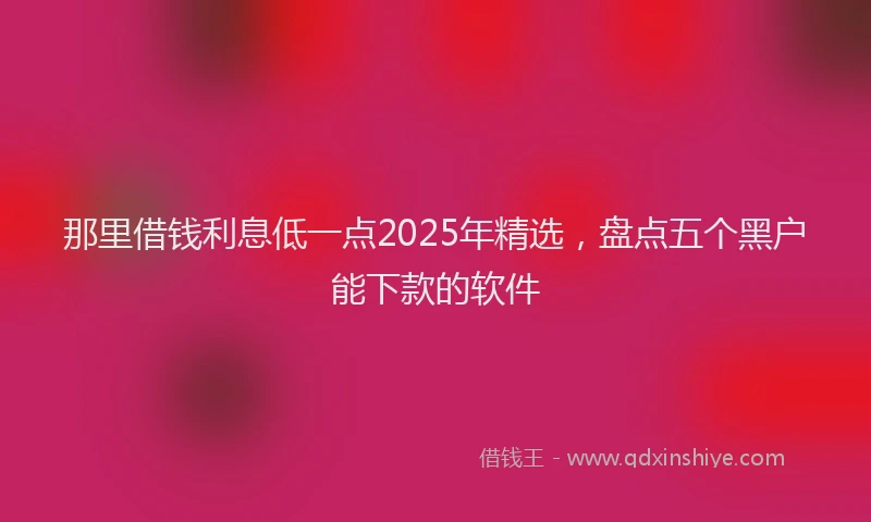 那里借钱利息低一点2025年精选，盘点五个黑户能下款的软件