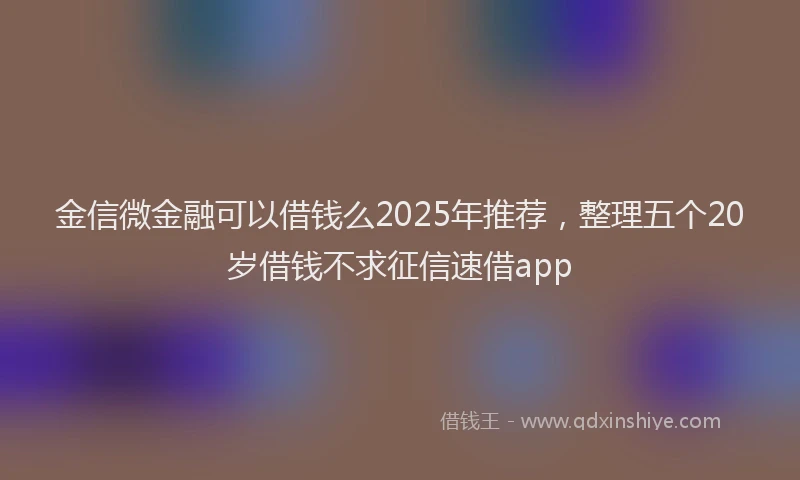 金信微金融可以借钱么2025年推荐，整理五个20岁借钱不求征信速借app