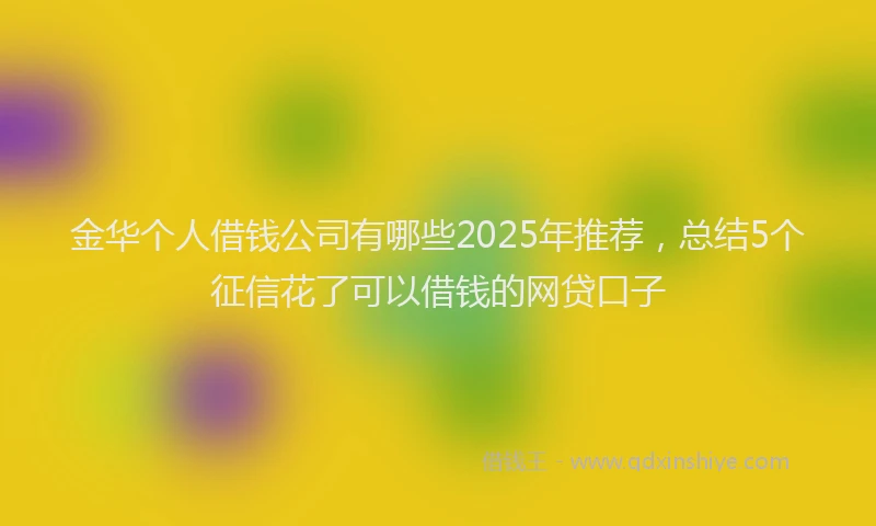 金华个人借钱公司有哪些2025年推荐，总结5个征信花了可以借钱的网贷口子