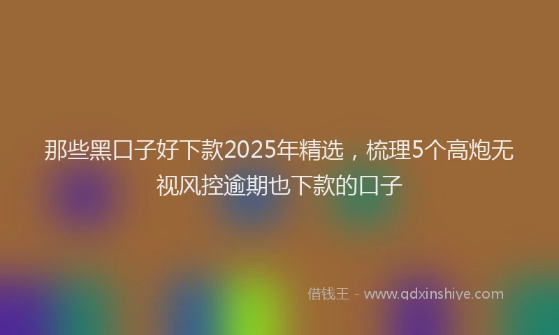 那些黑口子好下款2025年精选，梳理5个高炮无视风控逾期也下款的口子