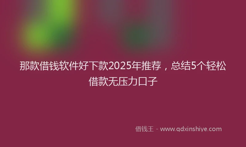 那款借钱软件好下款2025年推荐，总结5个轻松借款无压力口子