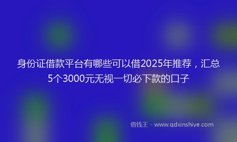 身份证借款平台有哪些可以借2025年推荐，汇总5个3000元无视一切必下款的口子
