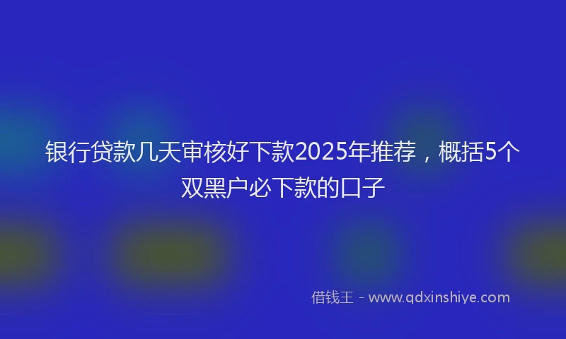 银行贷款几天审核好下款2025年推荐，概括5个双黑户必下款的口子