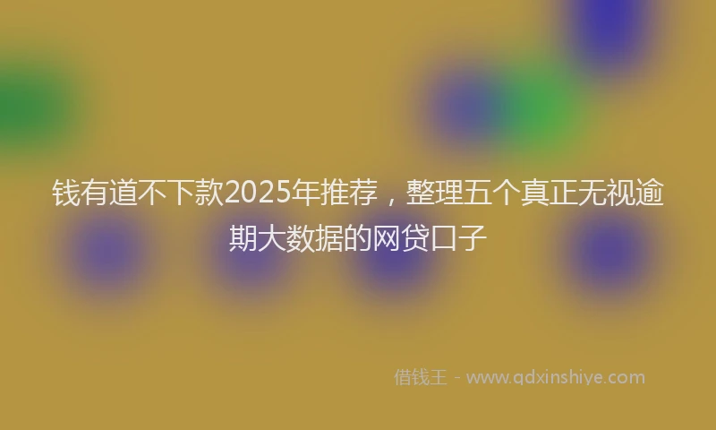钱有道不下款2025年推荐，整理五个真正无视逾期大数据的网贷口子