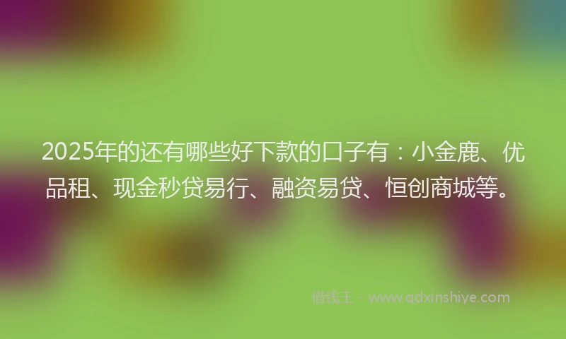 2025年的还有哪些好下款的口子有：小金鹿、优品租、现金秒贷易行、融资易贷、恒创商城等。