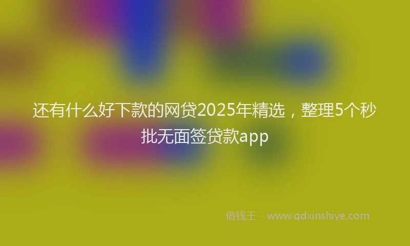 还有什么好下款的网贷2025年精选，整理5个秒批无面签贷款app