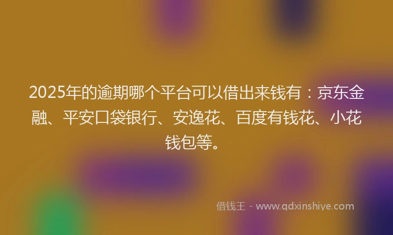 2025年的逾期哪个平台可以借出来钱有：京东金融、平安口袋银行、安逸花、百度有钱花、小花钱包等。