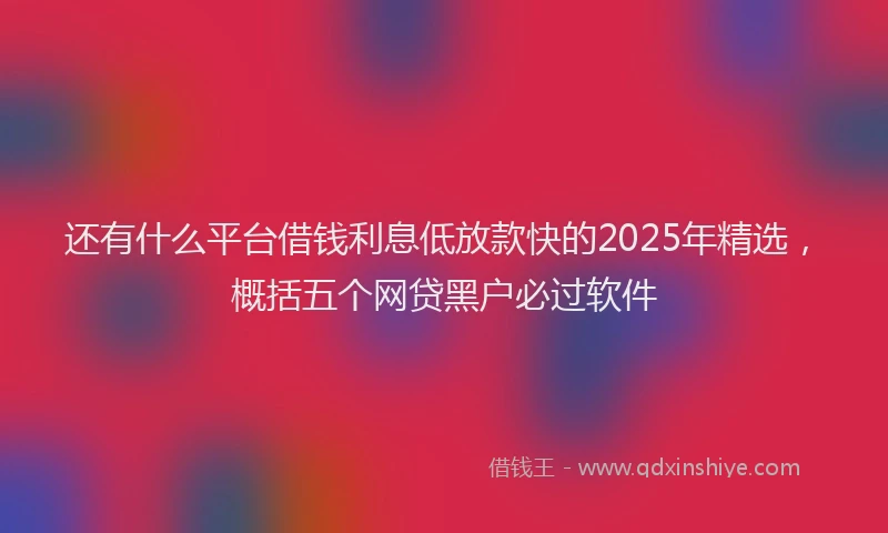 还有什么平台借钱利息低放款快的2025年精选，概括五个网贷黑户必过软件
