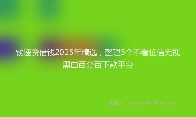 钱速贷借钱2025年精选，整理5个不看征信无视黑白百分百下款平台