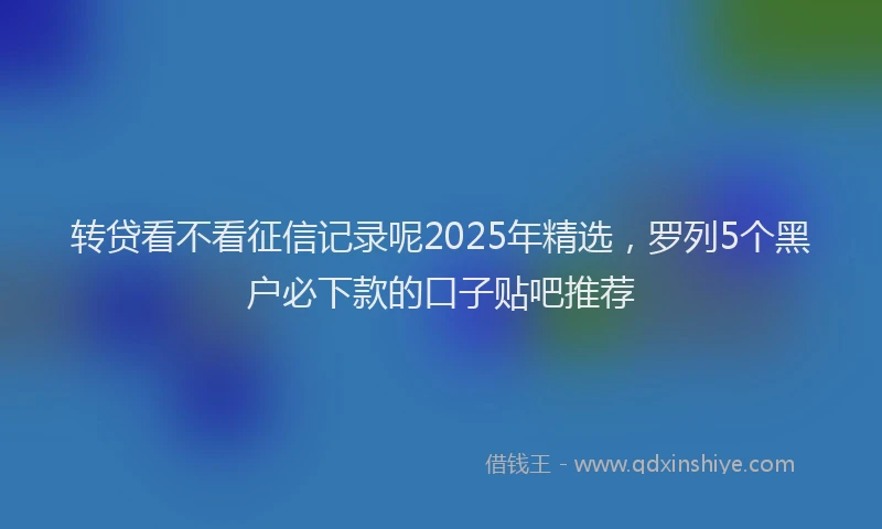 转贷看不看征信记录呢2025年精选，罗列5个黑户必下款的口子贴吧推荐