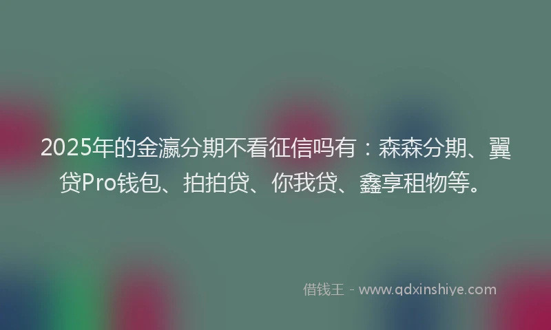 2025年的金瀛分期不看征信吗有：森森分期、翼贷Pro钱包、拍拍贷、你我贷、鑫享租物等。