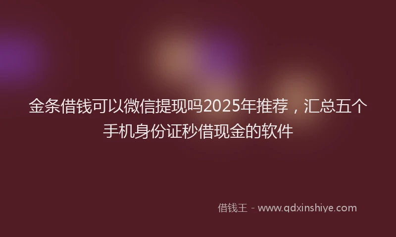 金条借钱可以微信提现吗2025年推荐，汇总五个手机身份证秒借现金的软件