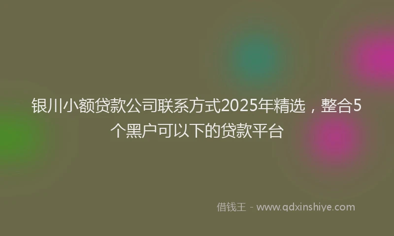 银川小额贷款公司联系方式2025年精选，整合5个黑户可以下的贷款平台