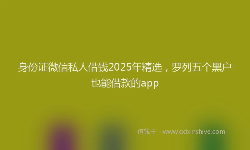 身份证微信私人借钱2025年精选，罗列五个黑户也能借款的app