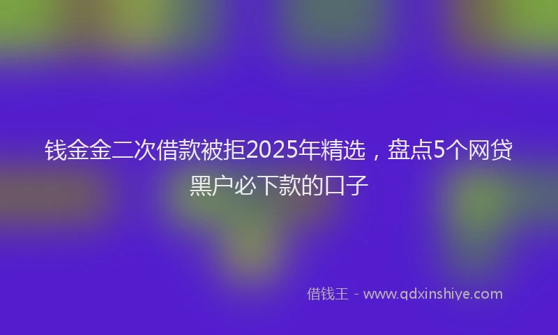 钱金金二次借款被拒2025年精选，盘点5个网贷黑户必下款的口子