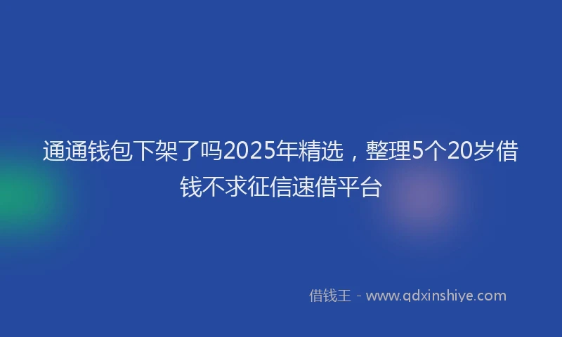 通通钱包下架了吗2025年精选，整理5个20岁借钱不求征信速借平台