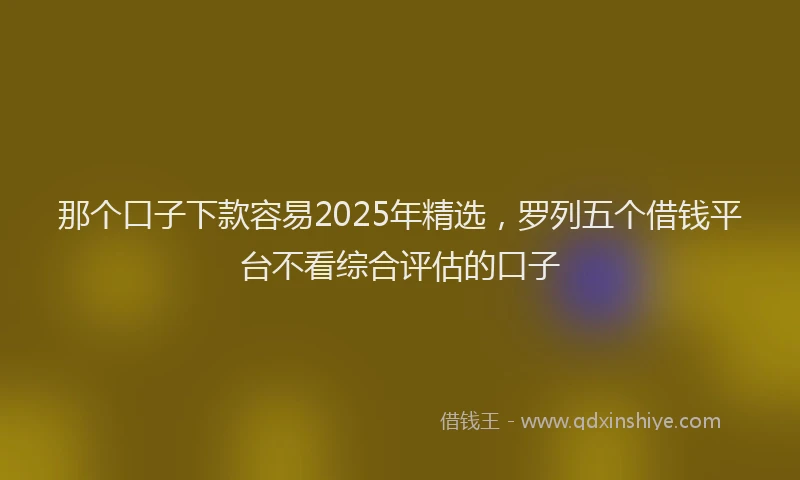 那个口子下款容易2025年精选，罗列五个借钱平台不看综合评估的口子